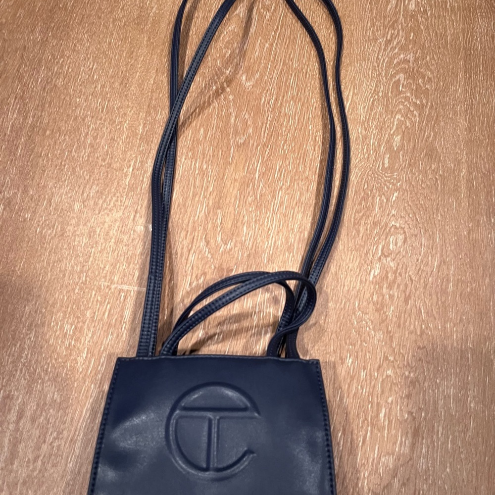 Telfar Blue Mini Bag with Embossed Logo